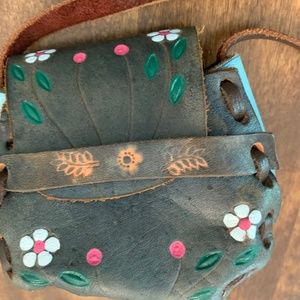 Mini Hand Tooled Leather Handbag Purse Mexican Art Boho